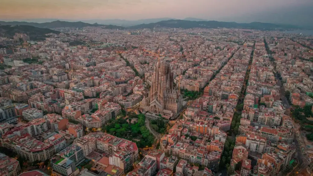 Aerial view of Barcelona and the Eixample district