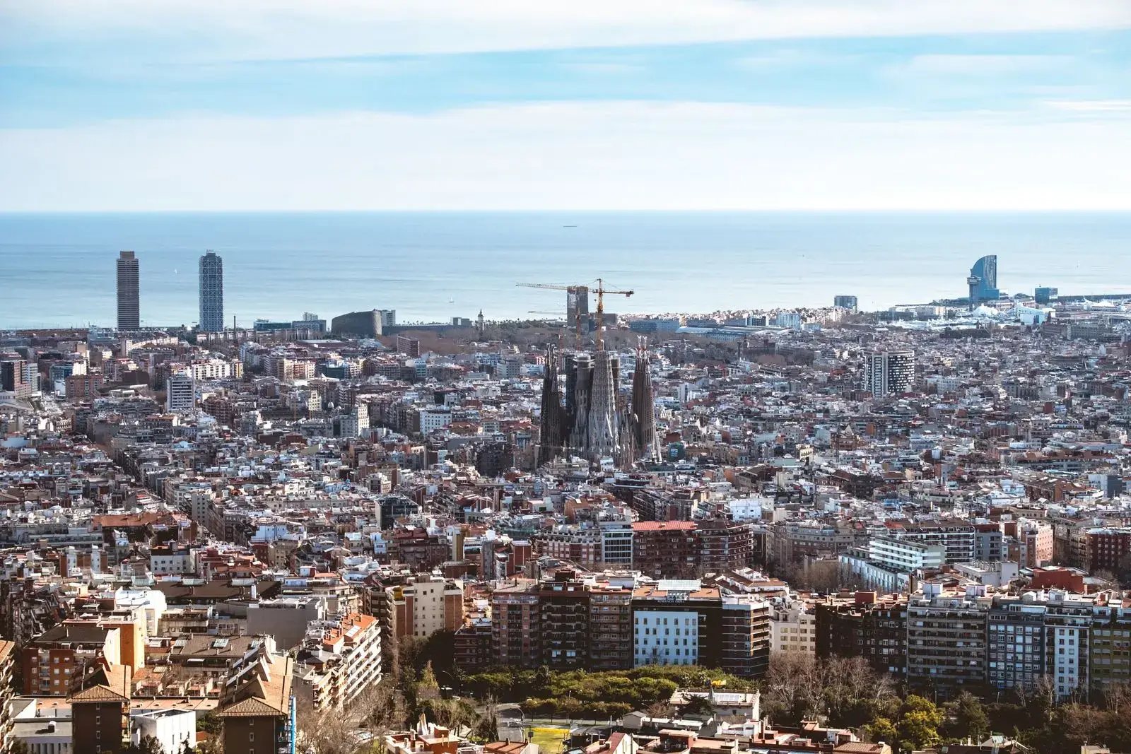Barcelona coastline seen from above