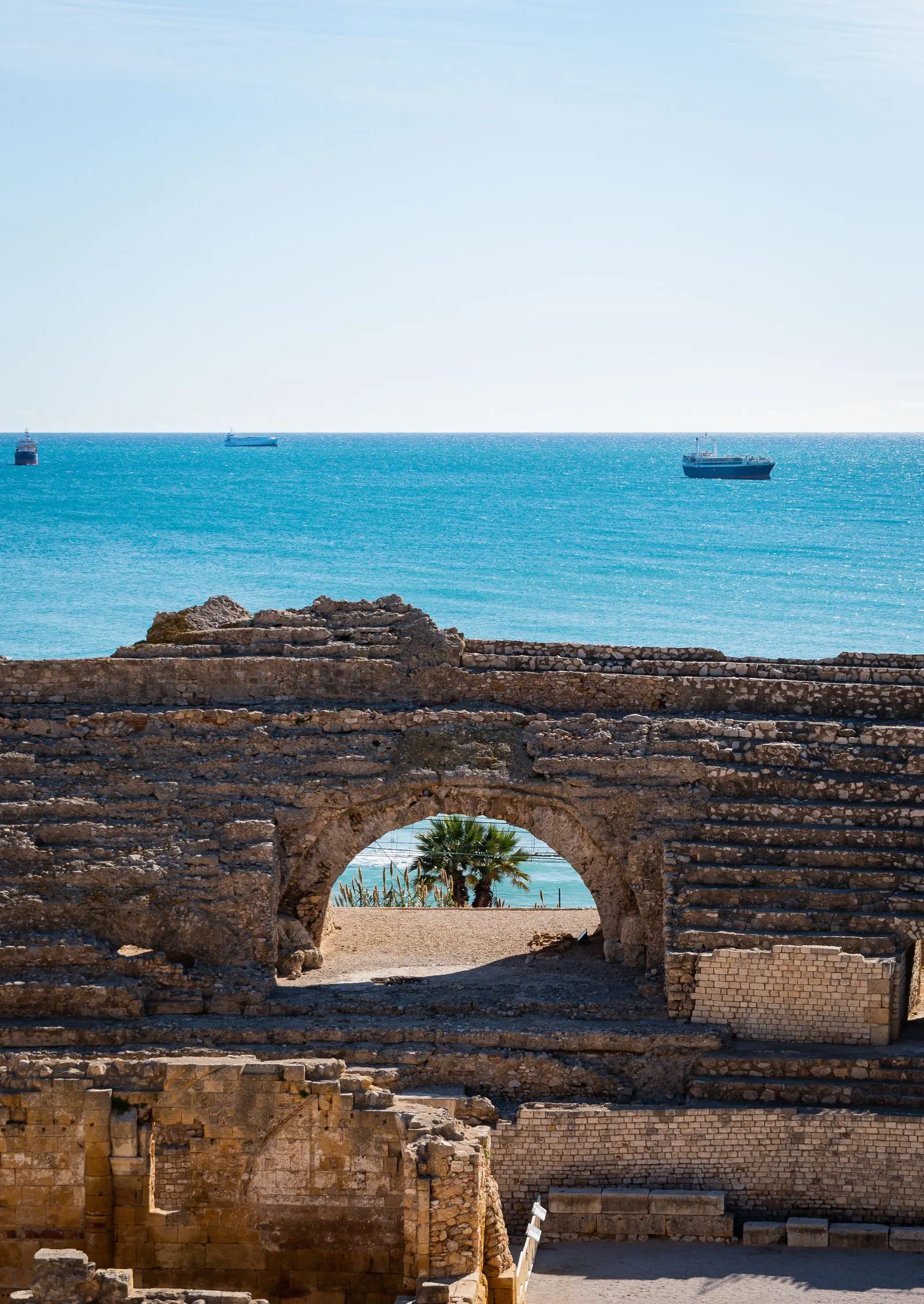 Roman amphitheatre at Tarragona overlooking the sea
